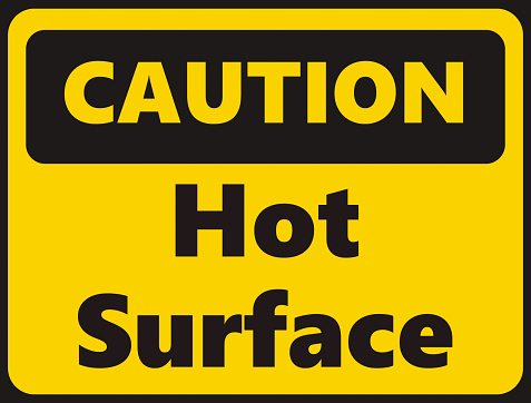 Hot Set Signage Caution Hot Surface Safety Signage In Vector Illustration Stock ...