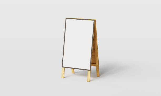 istock Wood Sign Board Mock up with White Background. 3D rendering 2158689026