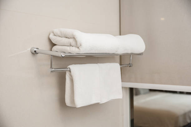 Hotel Towel Collections, White clean new prepare at bathroom.
