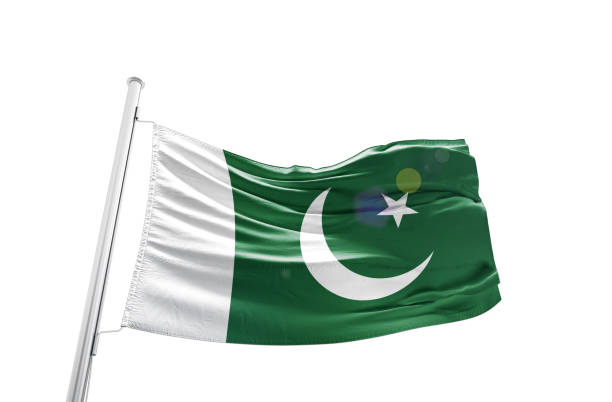 istock Pakistan flag waving mast on white background with clipping path. 2158691865