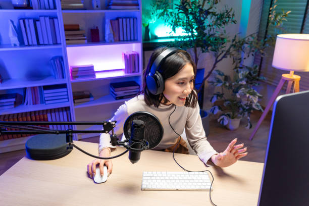 Asian woman doing live stream on online platform