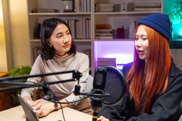 istock Group of woman talking on podcast 2158692371