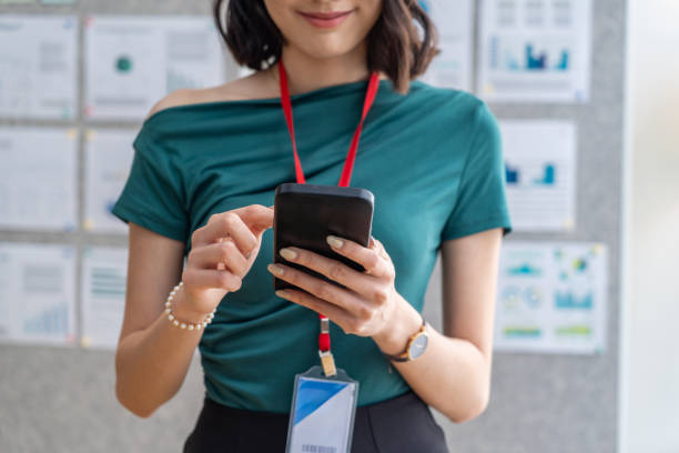 Businesswoman working on smartphone