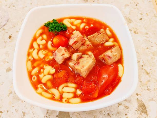 istock Macaroni Soup with Spam and Tomato 2158693758