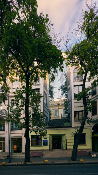 istock Beautiful reflection in the stained glass windows of a building 2158695232