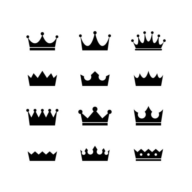 illustrations, cliparts, dessins animés et icônes de crown icon set - roi-monarque