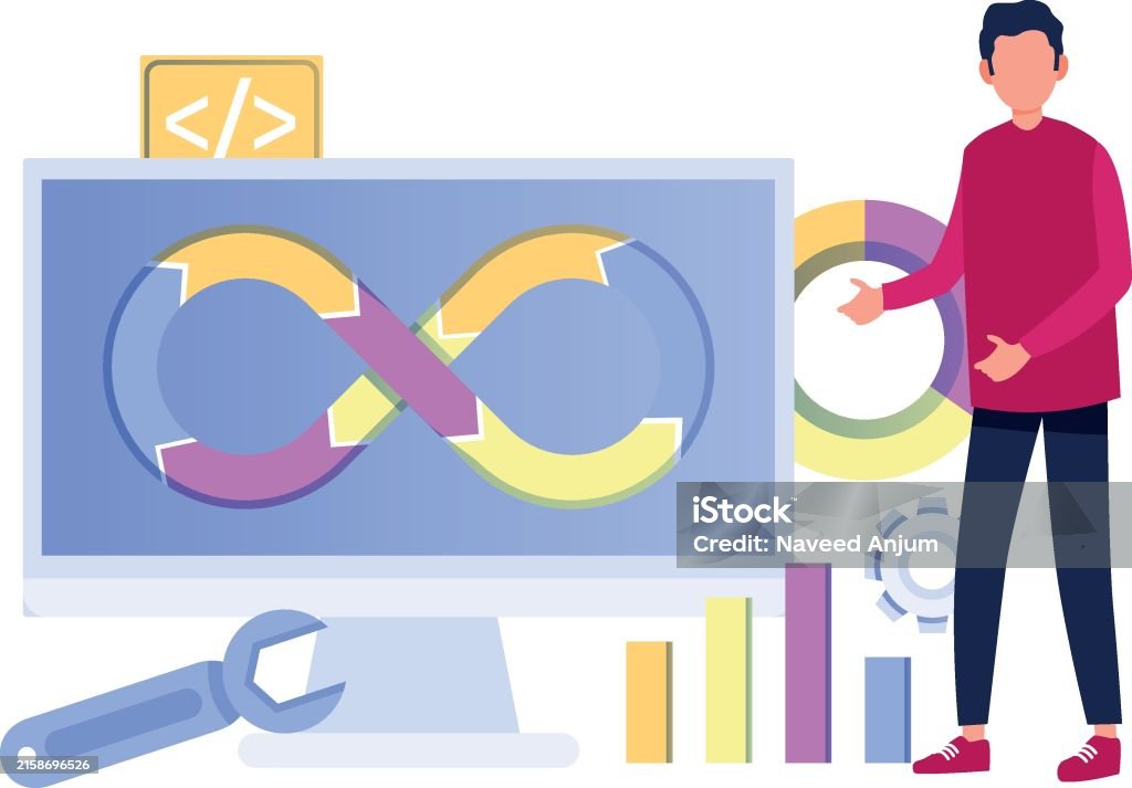 Software Developermodel Vector Boy Boy Showing Software Development And It Operations Stock Illustration ...
