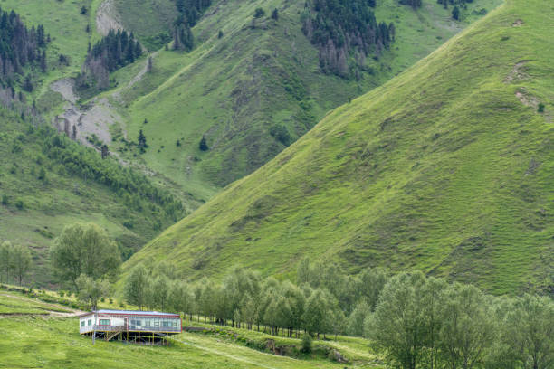 Tibetan architecture on the plateau meadow