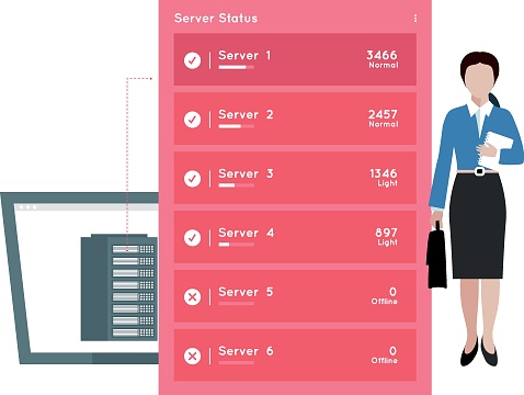 The Girl Is Showing Different Database Servers Stock Illustration The Girl Is Showing Different Database Servers Stock Illustration