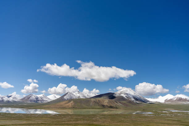 istock Plateau meadow and lake under blue sky and white clouds 2158699184