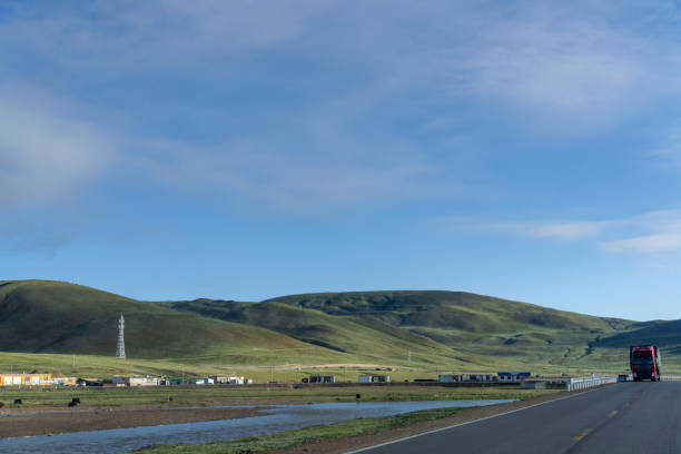 Highway on the plateau on a sunny day