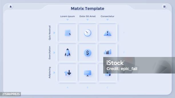 Matrix Chart With 9 Rectangular Cells With Coordinates Arranged In Rows ...