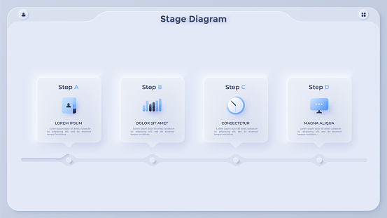 Flowchart Simple Square Flowchart With Four Paper White Squares Placed In Horizontal Row And ...