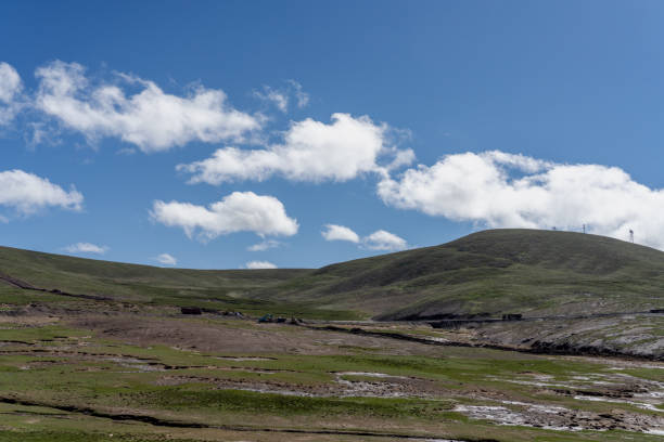Plateau mountains and meadows under a sunny sky