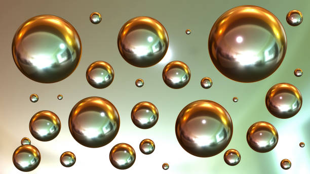 istock Shiny colored balls abstract background, 3d metallic glossy spheres wallpaper. 2158700434