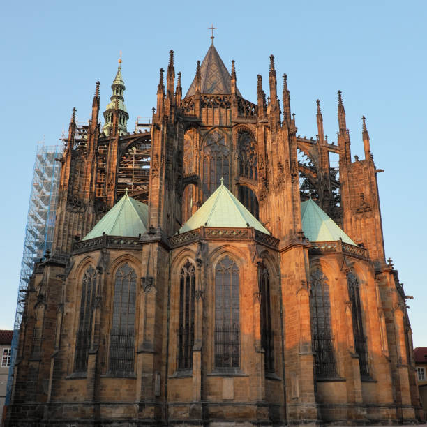 The medieval gothic St. Vitus Cathedral in Prague.