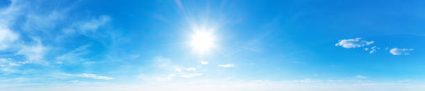 Panorama Blue sky and white clouds. Bfluffy cloud in the blue sky background