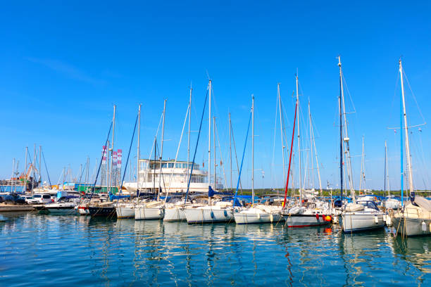 istock Sailboats are moored at the harbor 2158706390