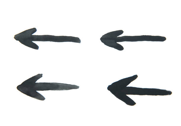 hand drawn watercolor arrow black on a white background