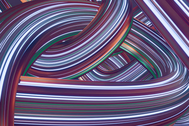 istock Abstract image of intertwined, colorful, and reflective tubes.3d rendering. 2158709375