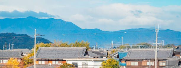 istock Traditional Japanese Village with Mountain Background 2158711475