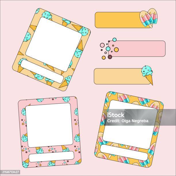 Caption Plate Layout Design Vector Templates For Photos And Caption Tags Stock Illustration ...