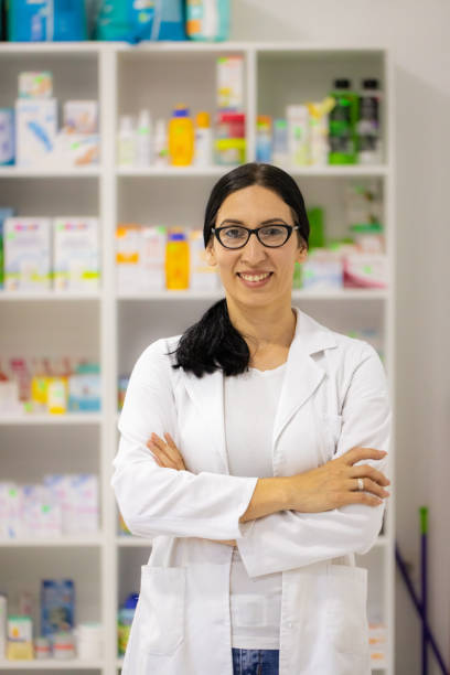 istock Cheerful pharmacist chemist woman 2158713769