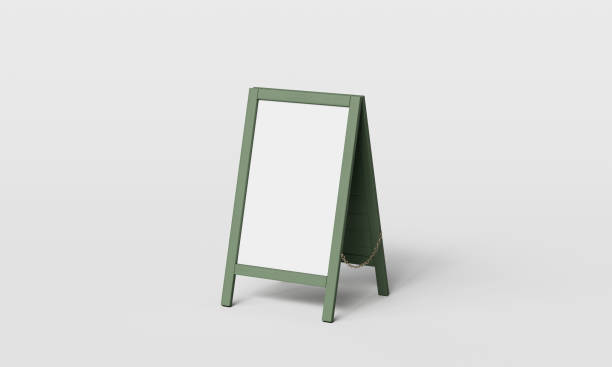 istock Green Wood Sign Board Mock up with White Background. 3D rendering 2158716309