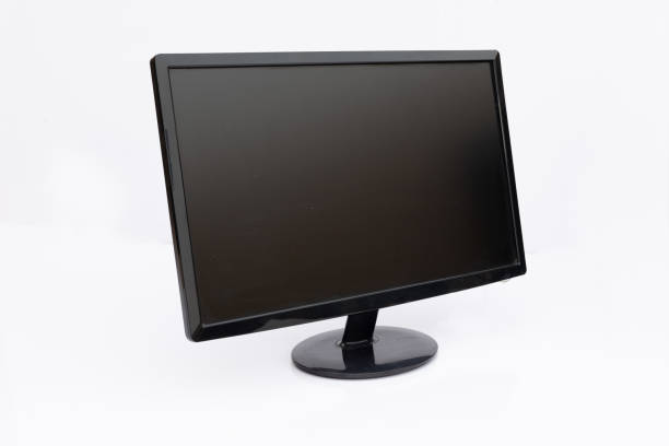 istock Black Flat Screen Monitor on White Background with Copy Space 2158717575