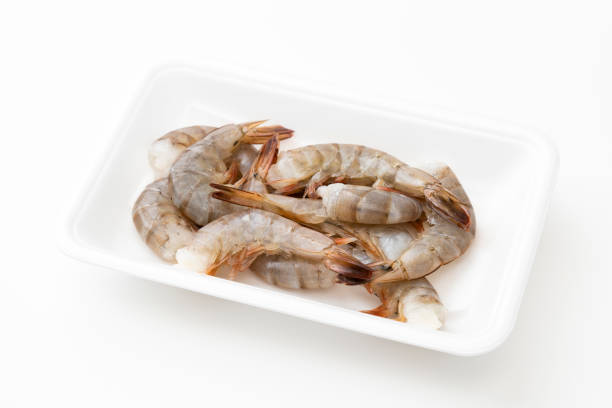 Heap of shrimps on white background (this picture has been taken with a Hasselblad H3D II 31 megapixels camera)