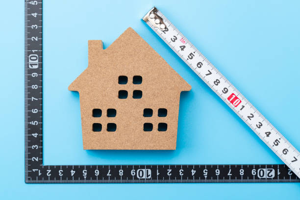 istock A square and a house object on a blue background 2158719826