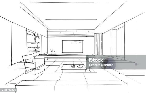 Drawing Exterior And Interior Architectural Lines Graphic Assembly In ...