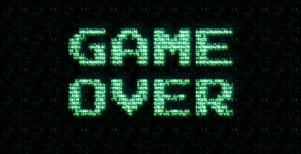istock 4K Beautiful background with Retro CCTV or VHS pixelate noise effect. Abstract blurred grainy gradient banner background texture. Digital monitor grain soft noise effect Nostalgia game over text 2158723627