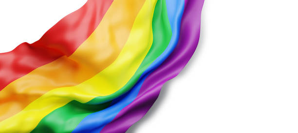 istock Pride month banner design of rainbow flag on white background with copy space 3D render 2158724309