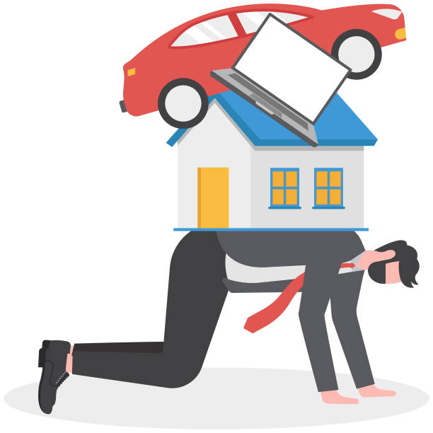 istock Businessman concept of debt and mortgage loan - vector illustration 2158725253