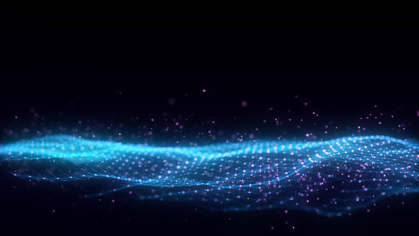 istock Color abstract wave background with dots and lines moving in space. Technology illustration. Futuristic modern dynamic wave. 3d rendering. 2158727863