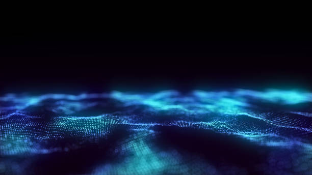 istock Color abstract wave background with dots and lines moving in space. Technology illustration. Futuristic modern dynamic wave. 3d rendering. 2158728855