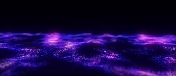 istock Color abstract wave background with dots and lines moving in space. Technology illustration. Futuristic modern dynamic wave. 3d rendering. 2158728864