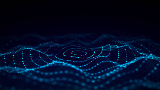 istock Abstract circle wave with moving dots. Flow of particles. Cyber technology illustration. 3d rendering. 2158728963