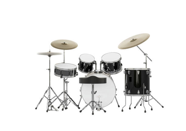istock Drum kit, black color. 3D rendering isolated on white background 2158730298