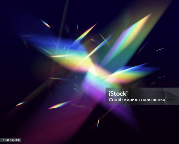 Reflected Color Rays Rainbow Light Rays Lens Flare Reflection Effect From Crystal Glass Or ...