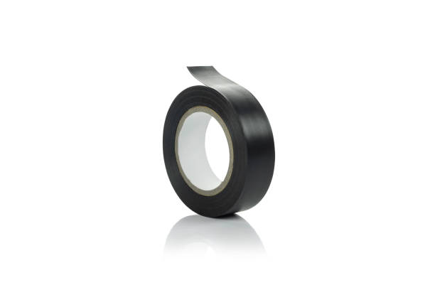 istock Roll of black plastic adhesive tape isolated on white background with clipping path. 2158737957
