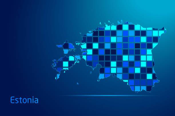 istock concepts of Estonia Network Digital Technology Graphic illustration. Blue Color. Internet Futuristic Concept Map. 2158742244