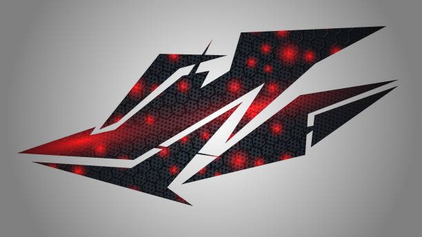 istock Flame spiking car sticker. Auto racing sport stripes with hexagon pattern. 2158743128