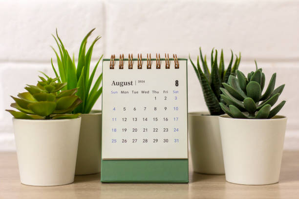 istock August .2024 desk calendar on your desktop for planning. 2158751714