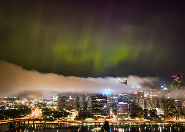 istock Aurora Borealis over Pittsburgh Pennsylvania during a solar storm 2158762735