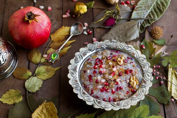 istock Turkish Ashure Dessert in silver plate 2158766343