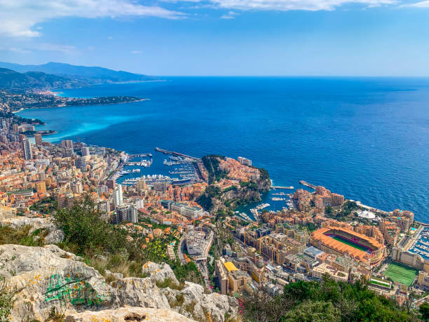 monaco luftaufnahme - monaco stock-fotos und bilder