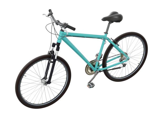 istock Blue teal bicycle, side top view isolated on white background, 3D illustration 2158775016