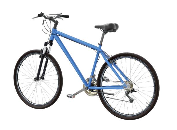 istock Blue bicycle, side back view isolated on white background, 3D illustration 2158775018